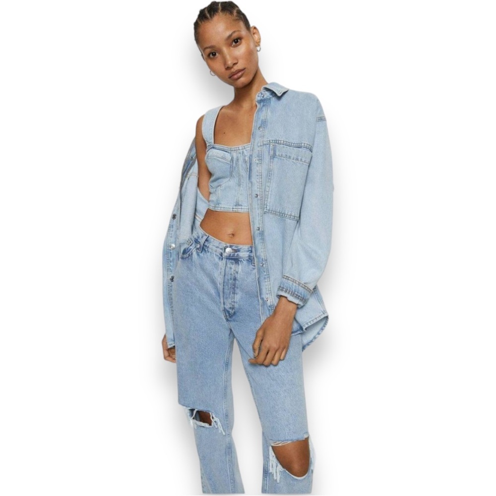 NEW Live 4 Truth Jean Cropped Tank Top Scrunched Back Women’s Size Small